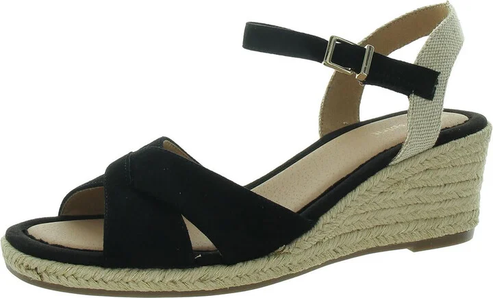 Shandra Womens Suede Open Toe Wedge Sandals