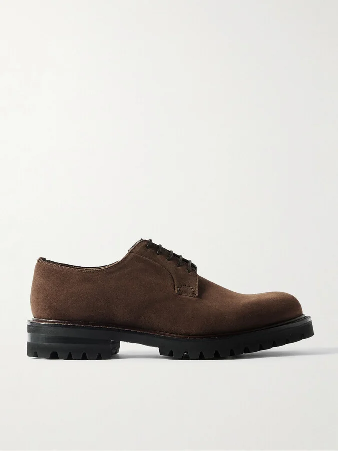 Shannon Leather-Trimmed Suede Derby Shoes