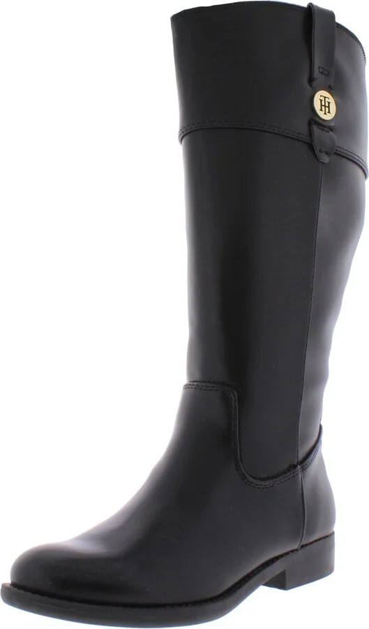 Shano Womens Faux Leather Wide Calf Riding Boots