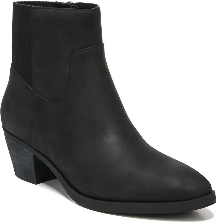 Shantelle Waterproof Leather Bootie In Oil Black