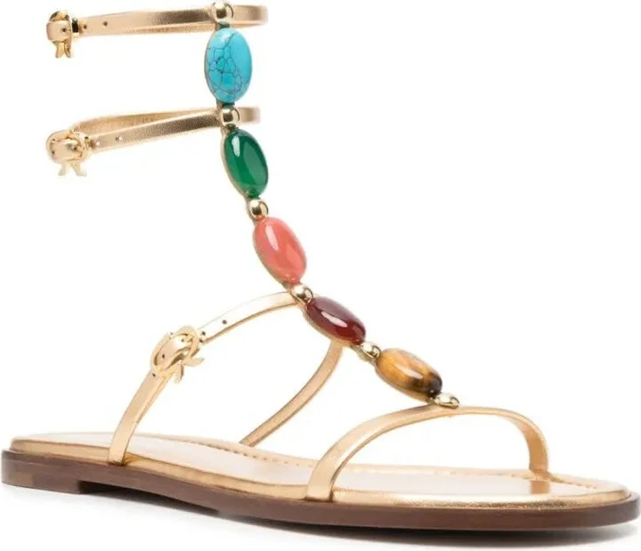 Shanti 05 Sandals In Gold Metallic Leather - Image 4