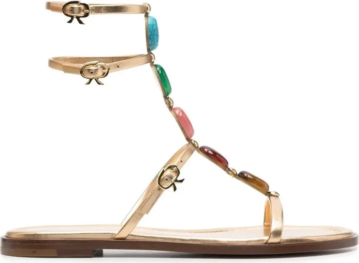 Shanti 05 Sandals In Gold Metallic Leather