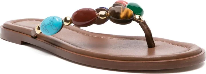 Shanti embellished leather flip flops - Image 2