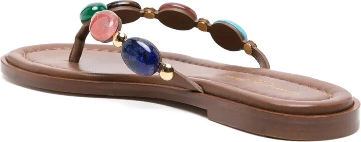 Shanti embellished leather flip flops - Image 3