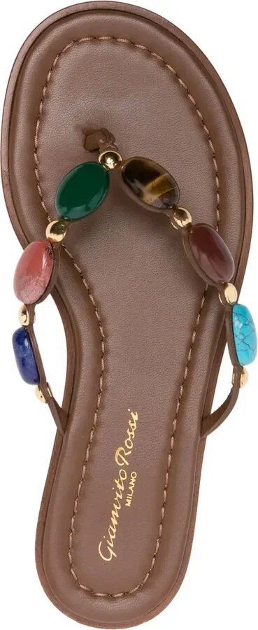 Shanti embellished leather flip flops - Image 4