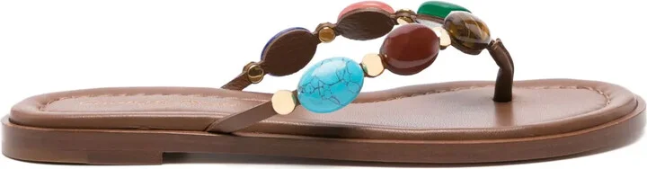 Shanti embellished leather flip flops