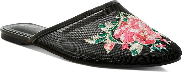 Shara Embroidered Mesh Mule