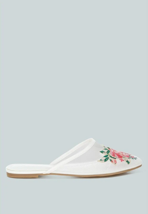 Shara Floral Embroidered Mesh Mules - Image 2