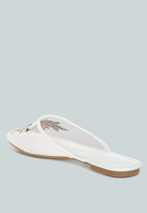 Shara Floral Embroidered Mesh Mules - Image 3