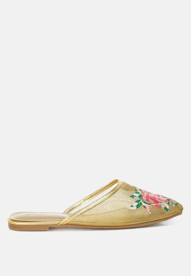 Shara Floral Embroidered Mesh Mules - Image 4