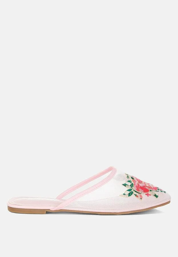 Shara Floral Embroidered Mesh Mules - Image 6