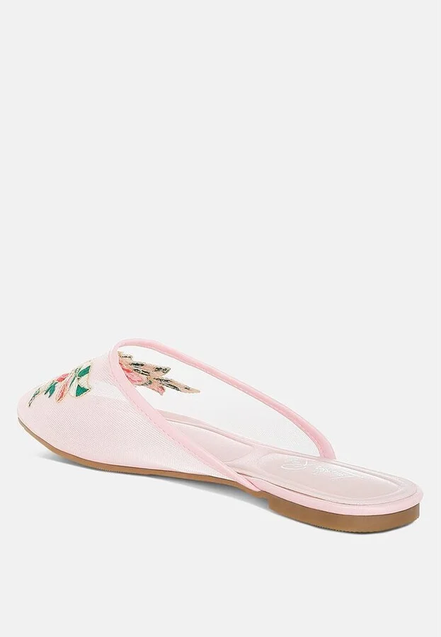 Shara Floral Embroidered Mesh Mules - Image 7