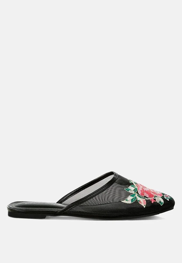 Shara Floral Embroidered Mesh Mules - Image 8