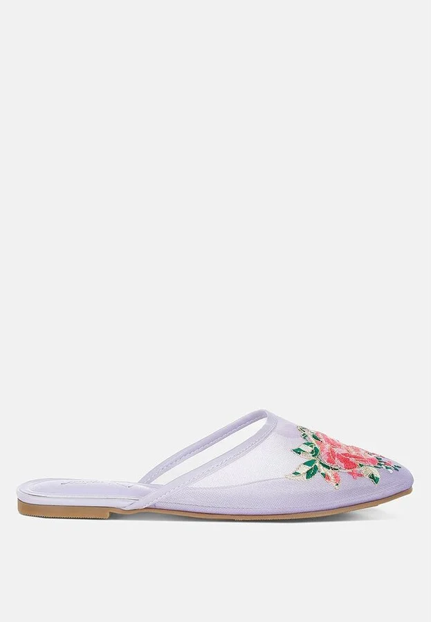 Shara Floral Embroidered Mesh Mules - Image 10