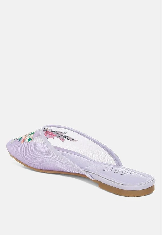 Shara Floral Embroidered Mesh Mules - Image 11