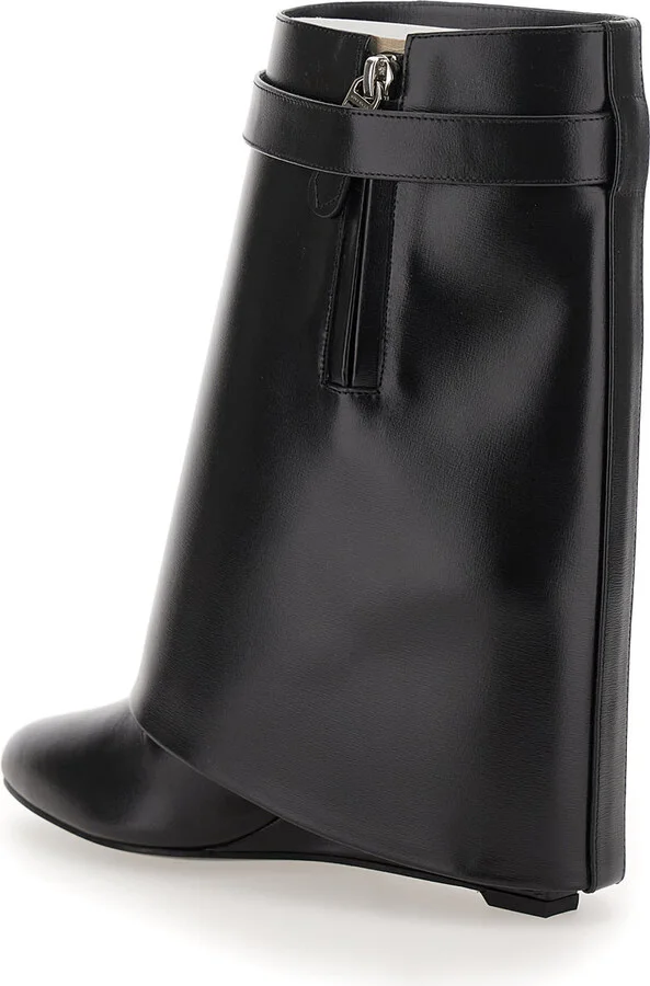 'shark' Black Ankle Boots With Padlock Detail And Slip-on Style In Leather Woman - Image 3