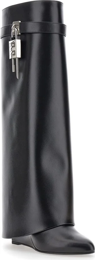 'shark' Black Boots With Padlock Detail And Slip-on Style In Leather Woman - Image 2