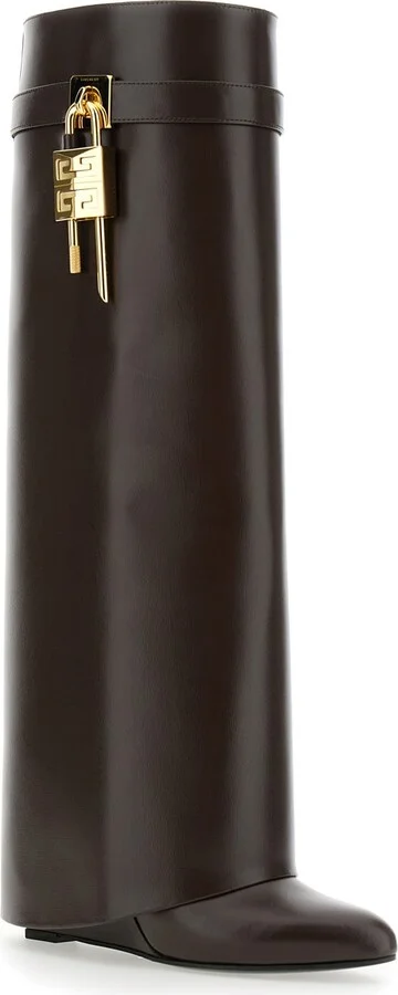 'shark' Brown Boots With Padlock Detail And Slip-on Style In Leather Woman - Image 2