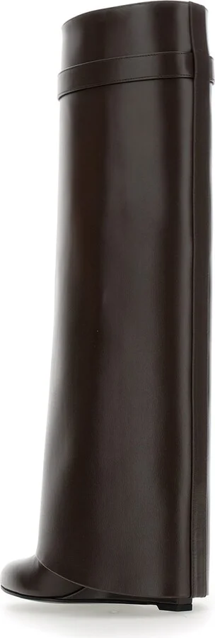 'shark' Brown Boots With Padlock Detail And Slip-on Style In Leather Woman - Image 3