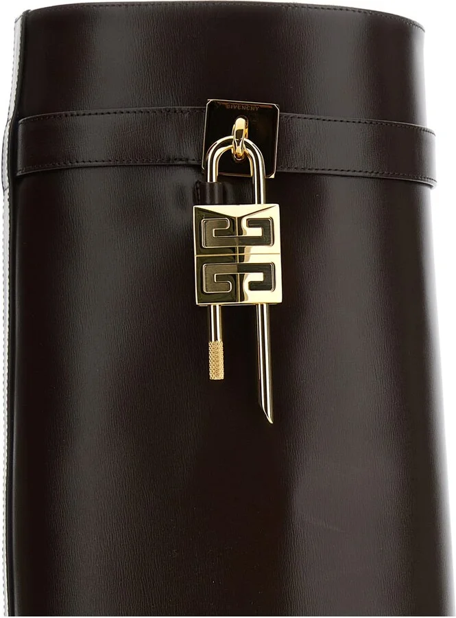 'shark' Brown Boots With Padlock Detail And Slip-on Style In Leather Woman - Image 4