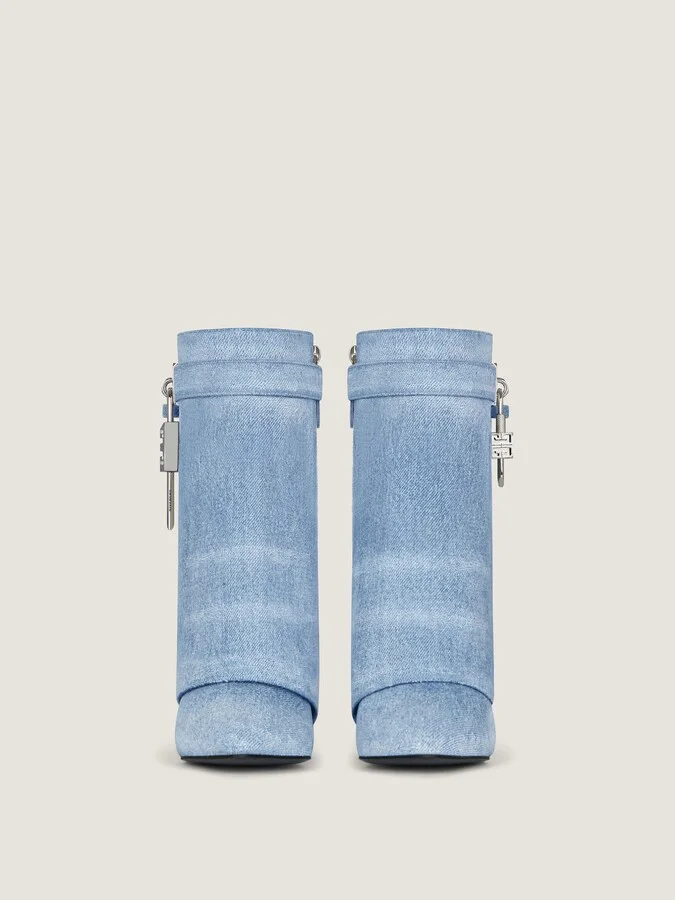 Shark Lock ankle boots in washed denim - Image 2