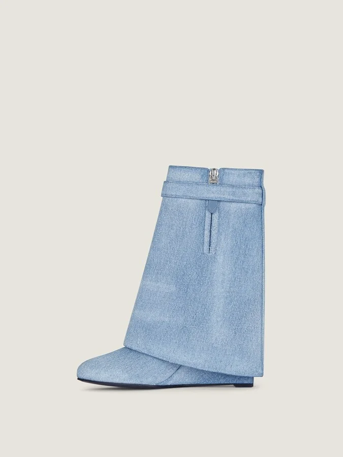 Shark Lock ankle boots in washed denim - Image 3