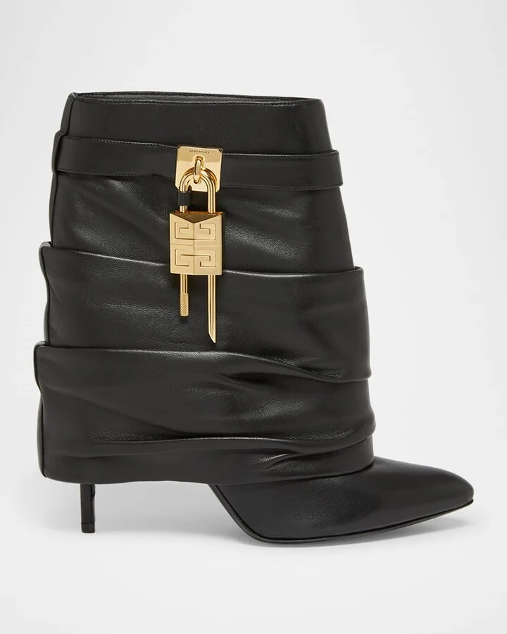 Shark Lock Ankle Stiletto Boots