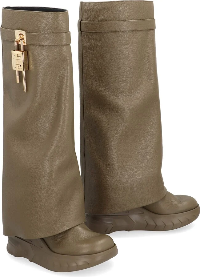 Shark Lock Biker Leather Ankle Boots - Image 3