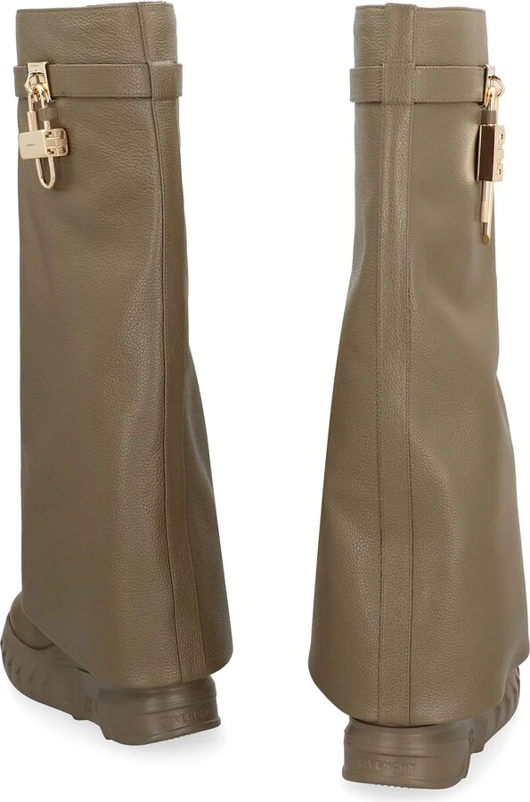 Shark Lock Biker Leather Ankle Boots - Image 4