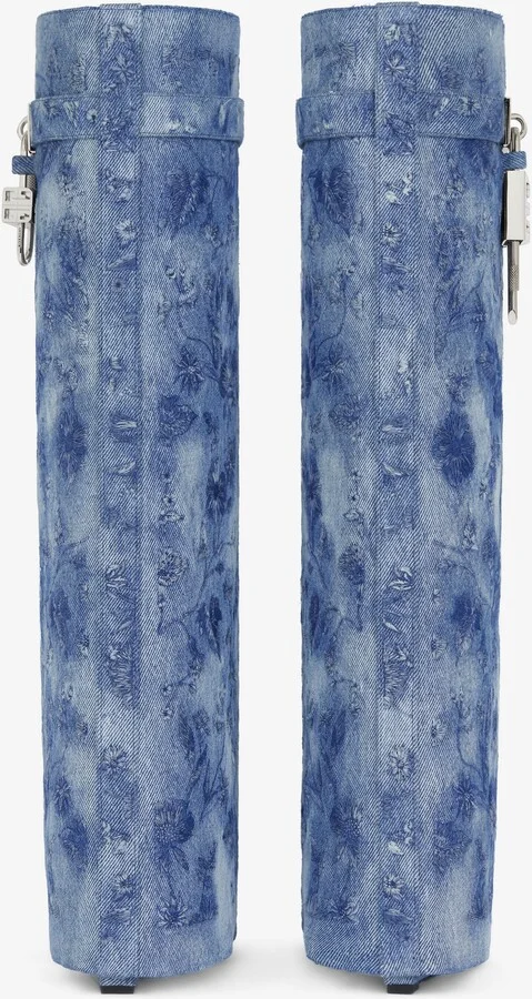 Shark Lock boots in denim with floral embroidery - Image 6