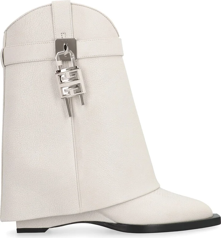 Shark Lock Cowboy Leather Ankle Boots - Image 2
