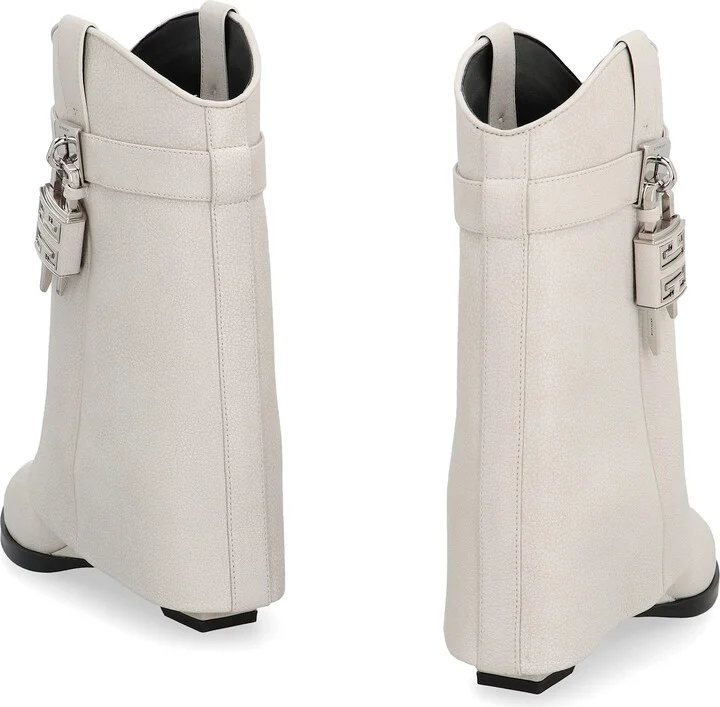 Shark Lock Cowboy Leather Ankle Boots - Image 4