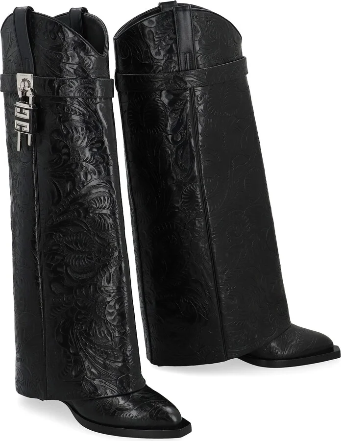 Shark Lock Cowboy Leather Boots - Image 3