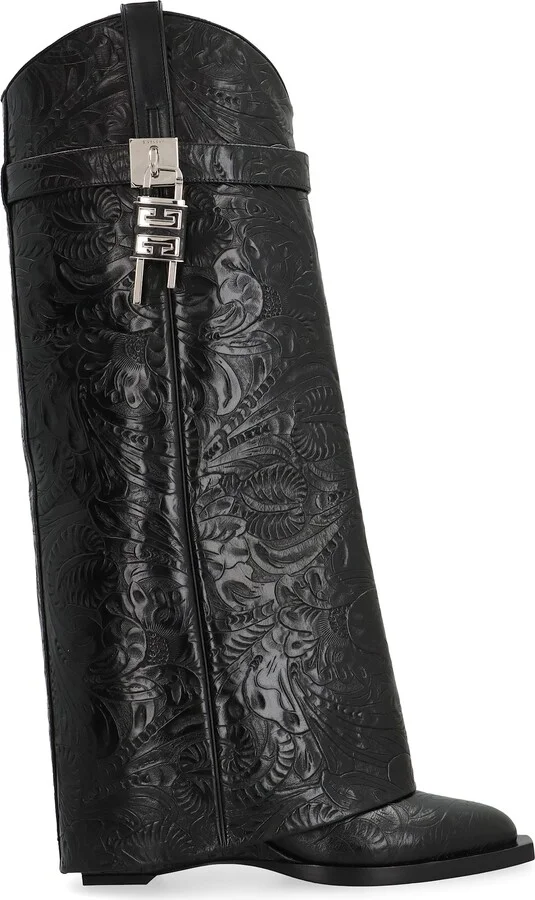 Shark Lock Cowboy Leather Boots