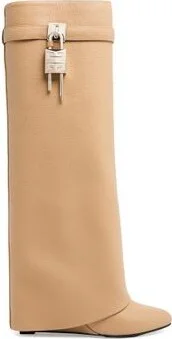 Shark Lock grained leather boots