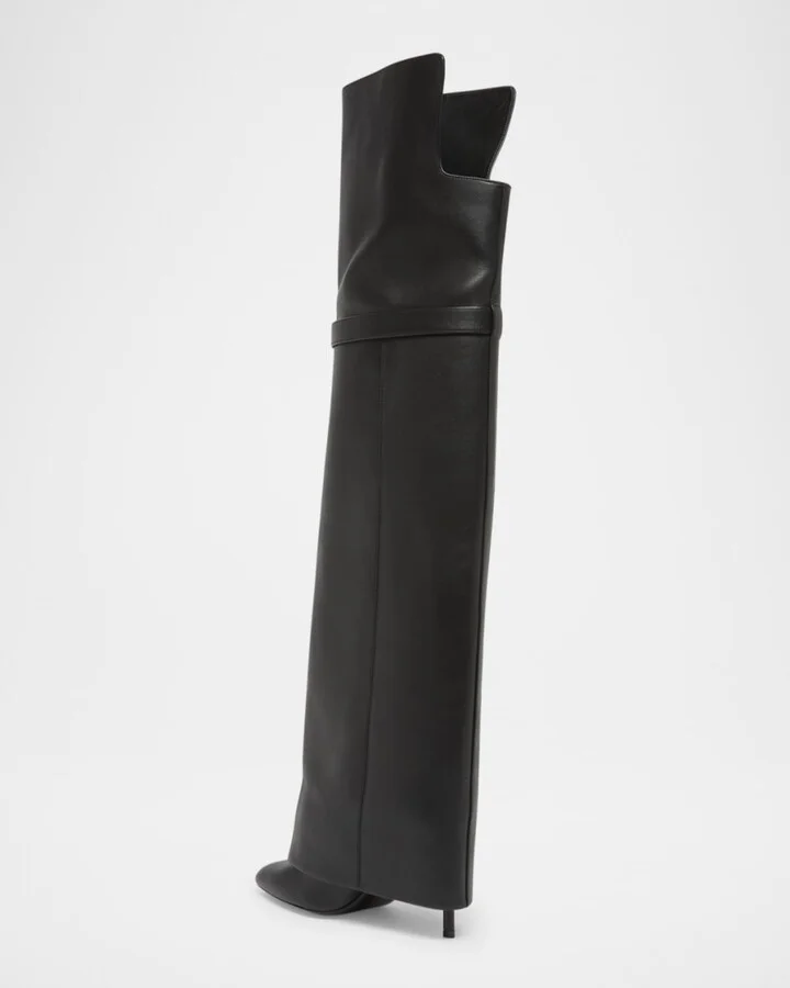 Shark Lock Leather Over-the-Knee Boots - Image 4