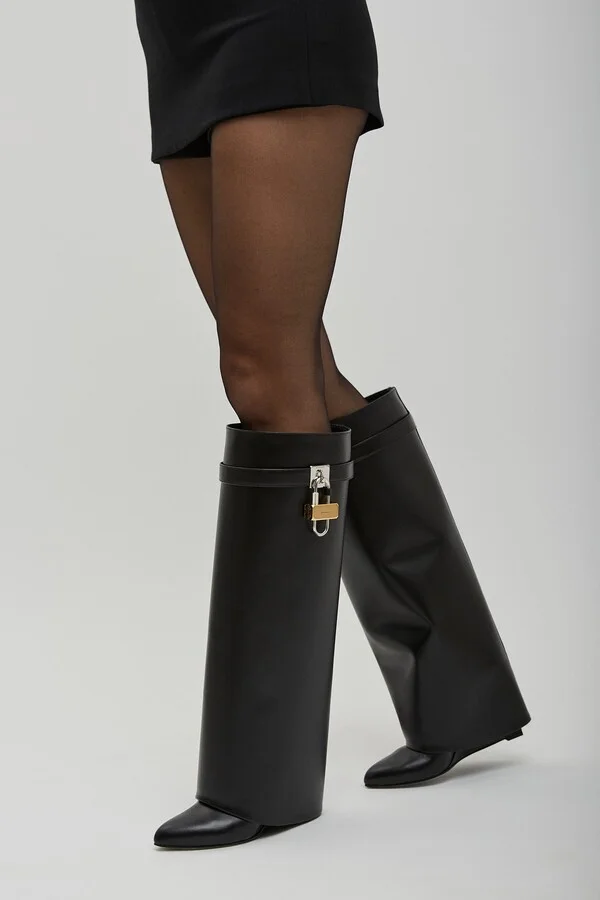 Shark lock leather pant boots - Image 2
