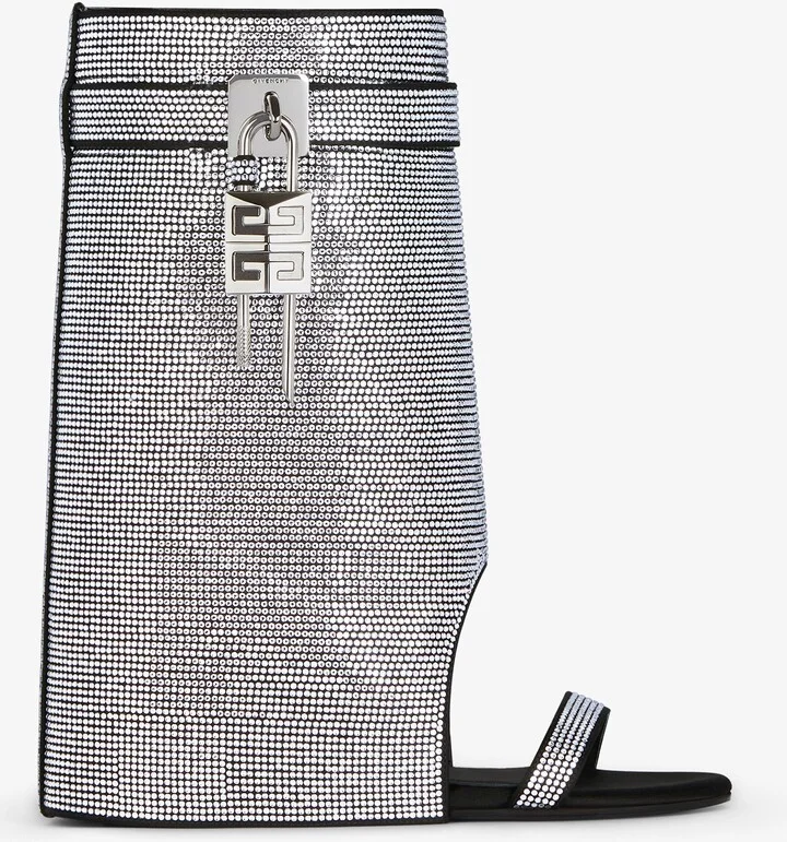 Shark Lock sandals in satin with strass