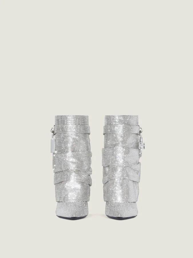 Shark Lock Stiletto ankle boots in satin with strass - Image 2