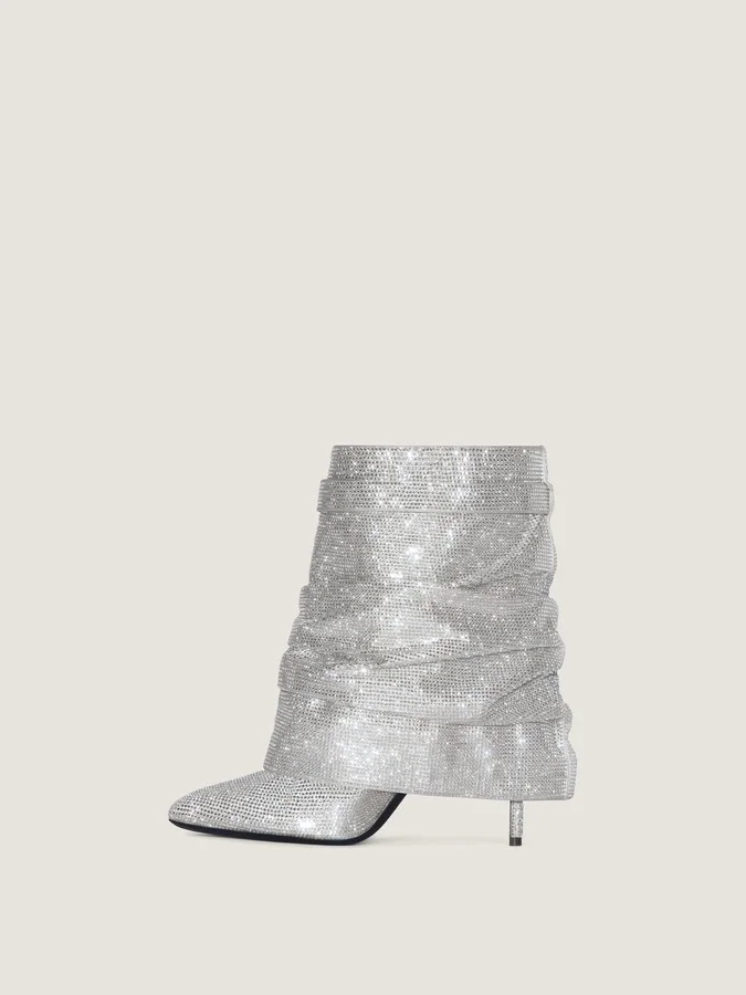 Shark Lock Stiletto ankle boots in satin with strass - Image 4