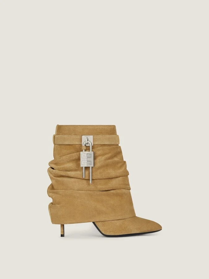 Shark Lock Stiletto ankle boots in suede