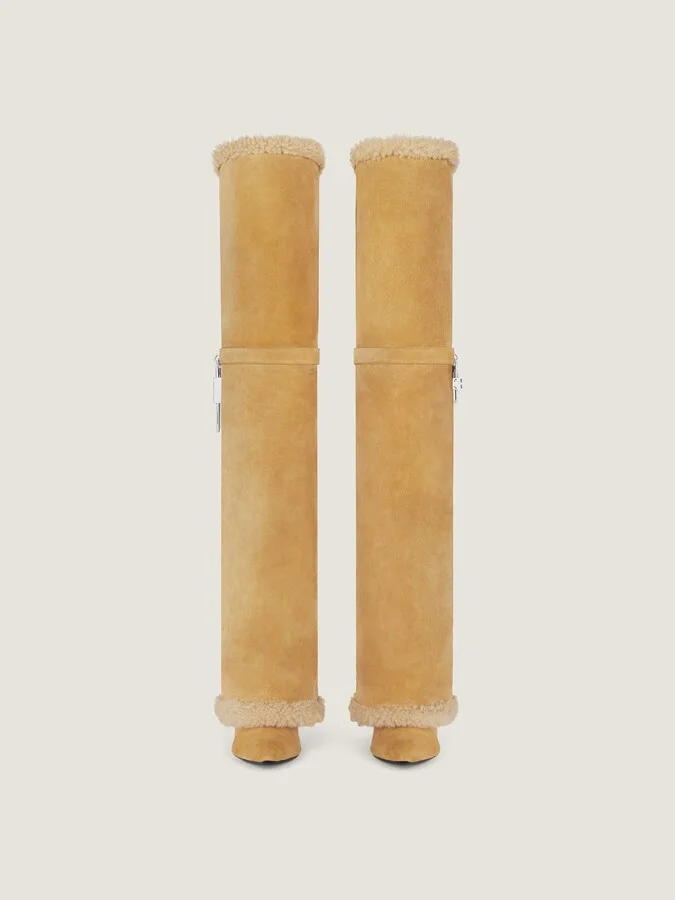 Shark Lock Stiletto boots in suede and shearling - Image 2