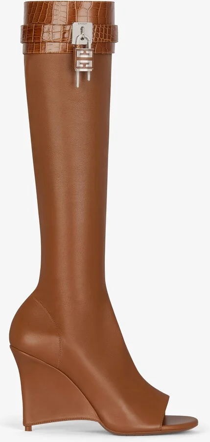 Shark Lock Stiletto sandal boots in leather