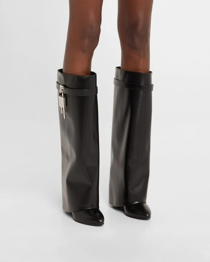 Shark Lock Wide Leather Boots - Image 3