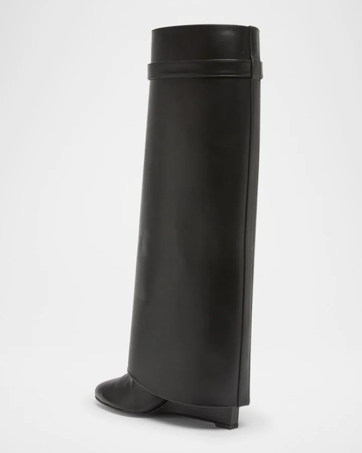 Shark Lock Wide Leather Boots - Image 4