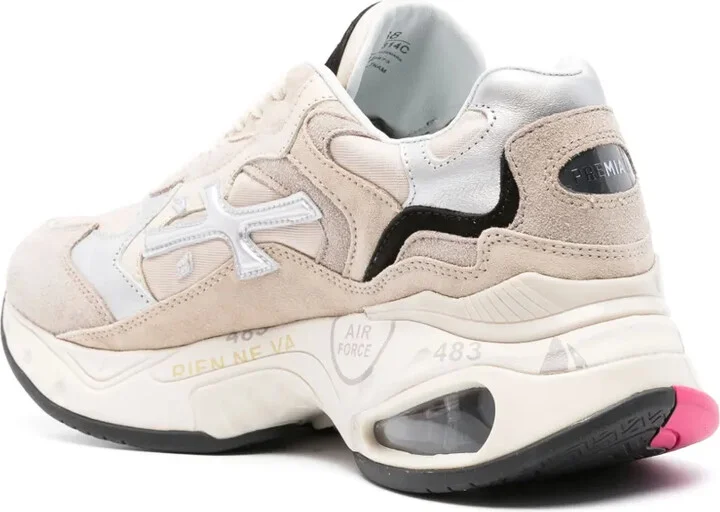 Sharky logo-embossed leather sneakers - Image 3