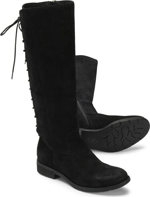 Sharnell II Women 9 Black Suede Leather Waterproof Knee High Boots KHD2437