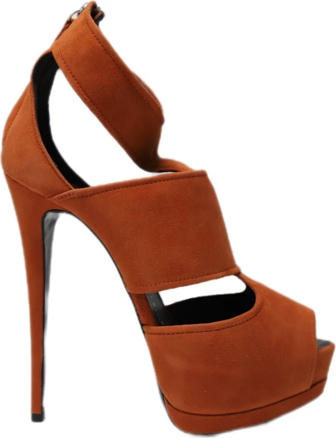 Sharon 105 Heels in Orange Suede