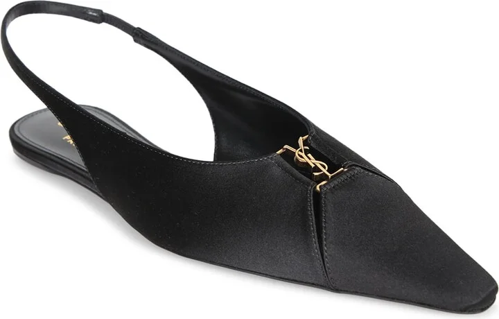 Sharon Black Satin Slingback Sandal - Image 2
