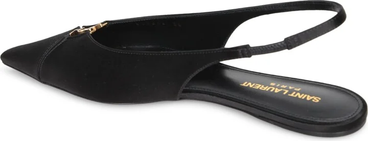 Sharon Black Satin Slingback Sandal - Image 3